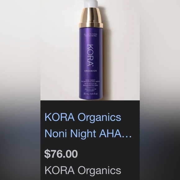 NWT KORA ORGANICS NONI NIGHT AHA RESURFACING SERUM